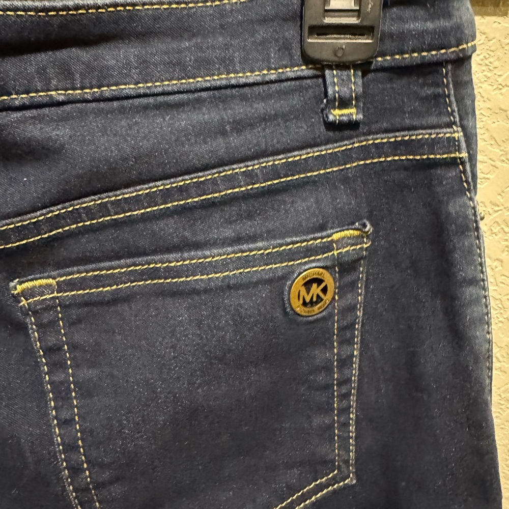 Michael Kors Men's Navy Jeans with Yellow Stitching